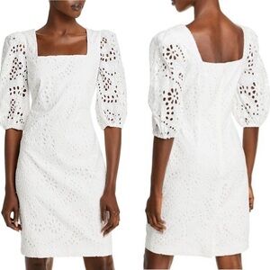 Eliza J Balloon Sleeve Eyelet white Dress 10